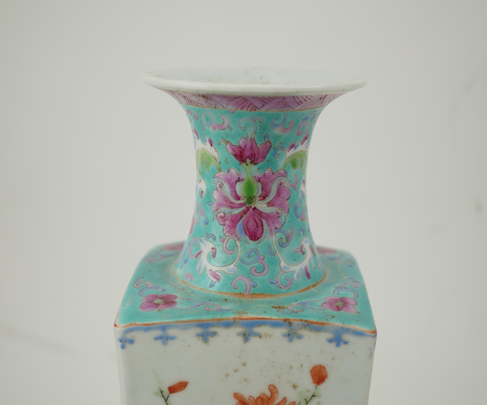 A Chinese famille rose square section vase, second half 19th century